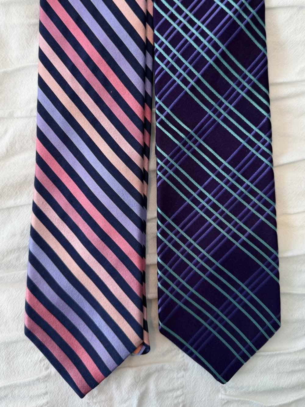 Set of Two Ted Baker London Men's Silk Ties, Striped & Plaid, Great Condition
